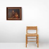 Peinture à l'huile baroque flamande du XIXe siècle dans un cadre en bois ancien