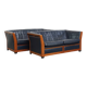 Set of 2.5-Seater Art Deco Sofas with Dark Blue Cowhide Leather