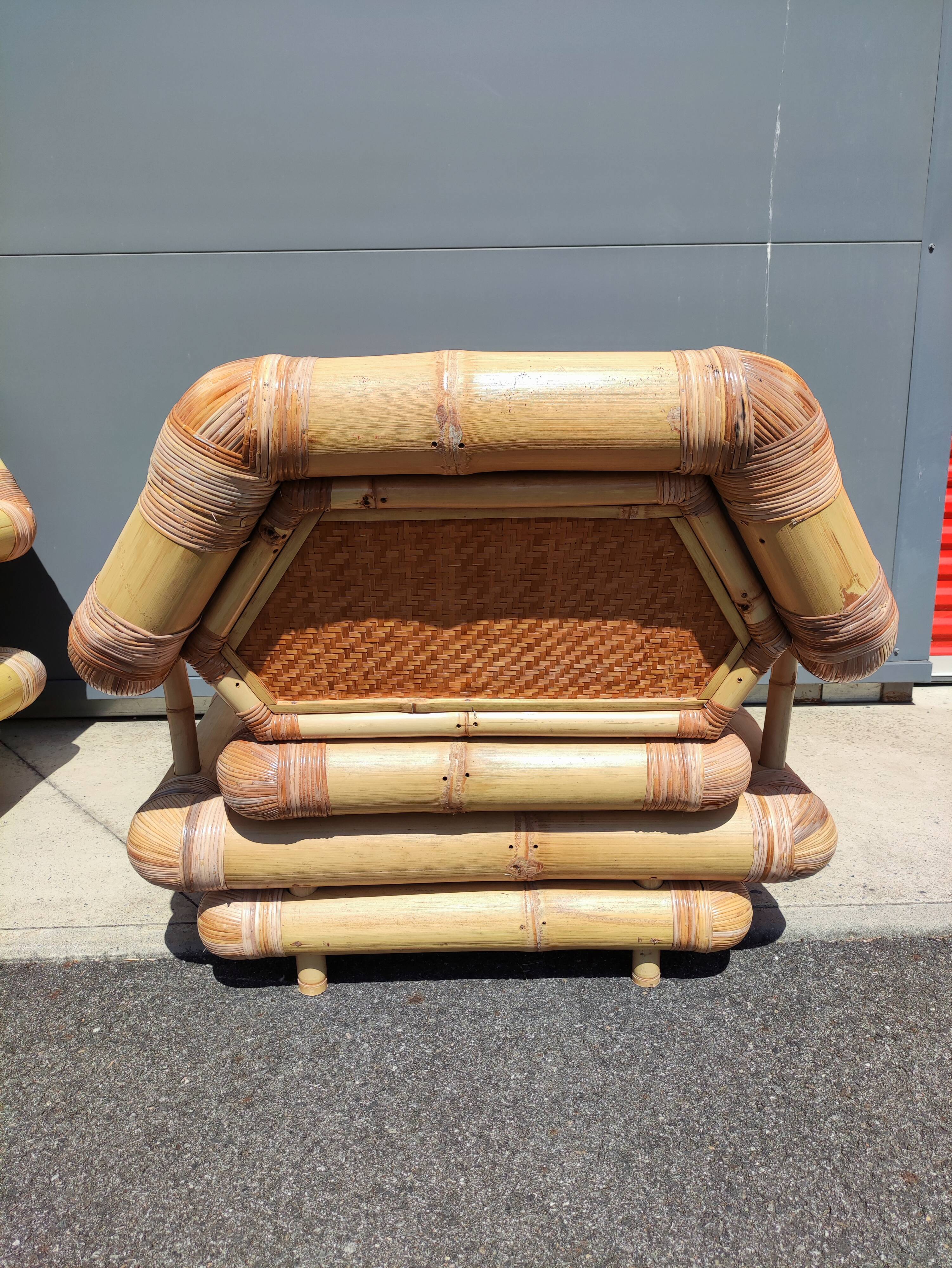 Pair of bamboo armchairs