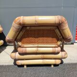 Paire de fauteuils en bambou