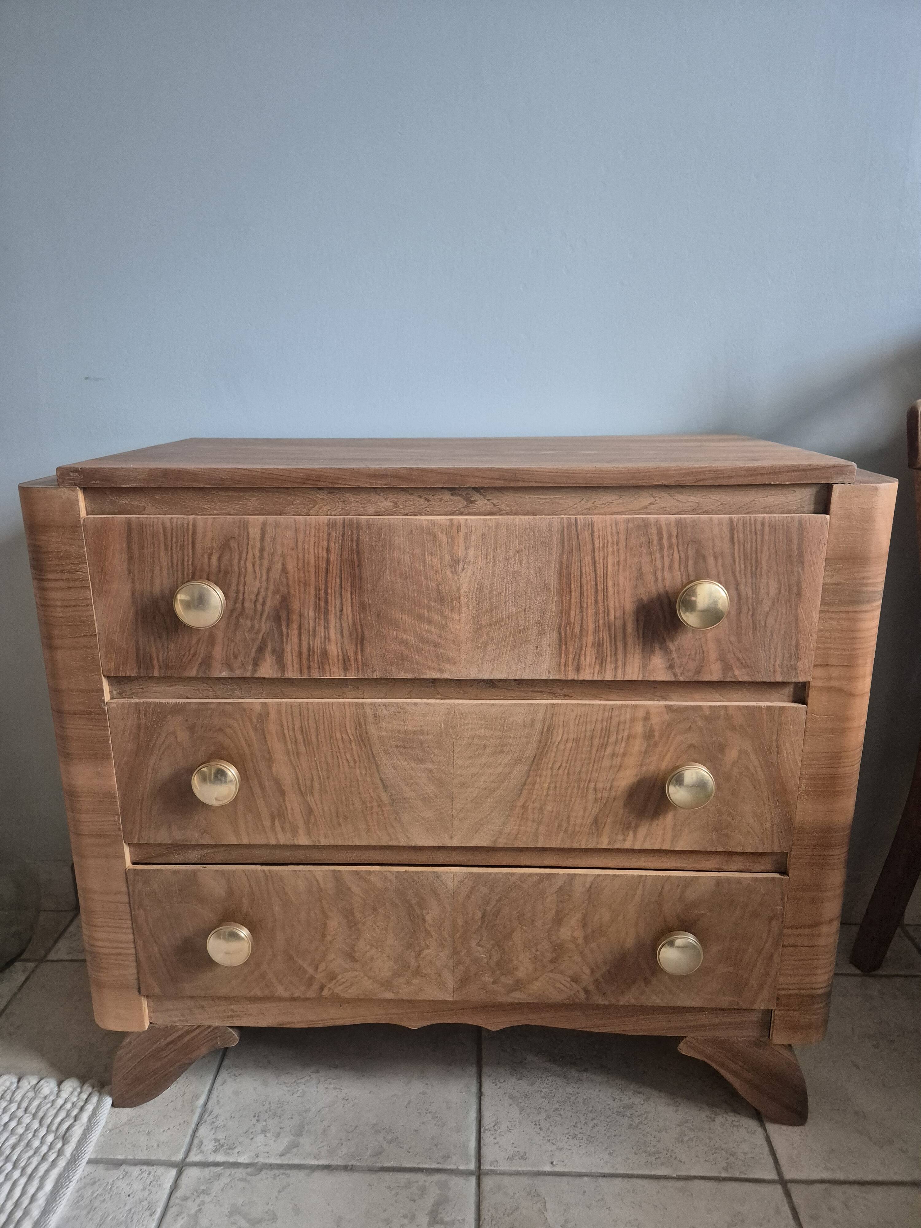 Vintage art deco burr walnut chest of drawers