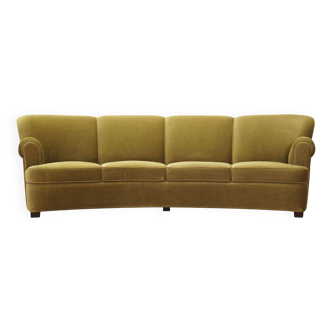 Canapé en velours vert, design danois, années 1960, production : Danemark