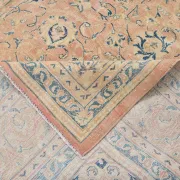 Peach Pink Large Persian Rug, Floral Bordered Vintage Carpet, 292x387Cm