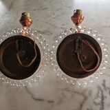 Pair of art deco wall light in glass and copper
