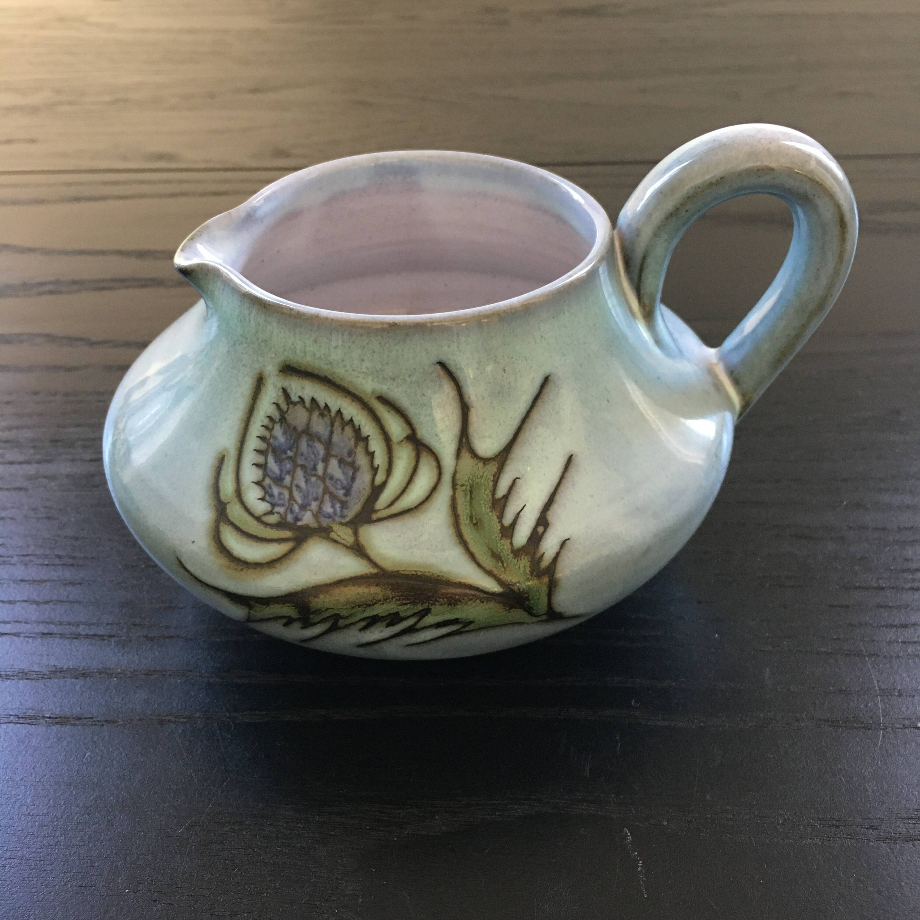 Vallauris pitcher with thistle decoration