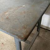 Vintage industrial gray metal dining table 1950