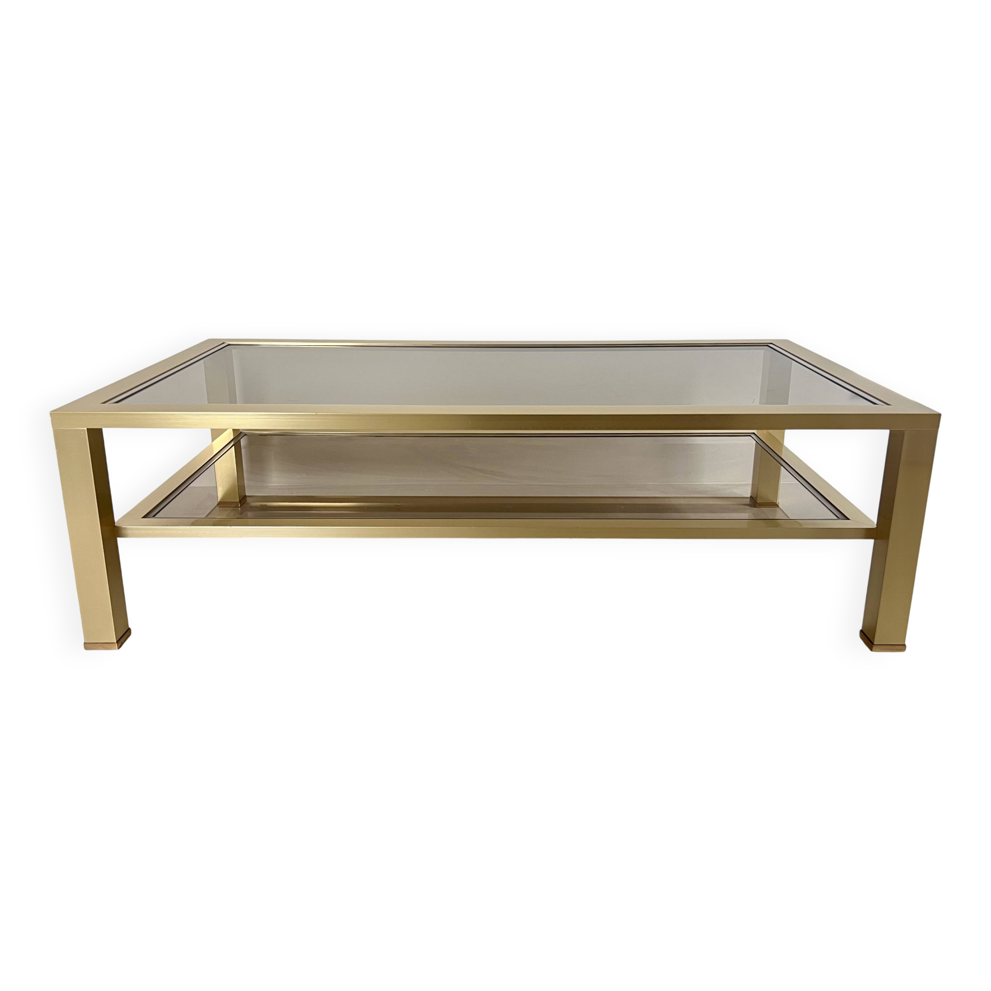 Large coffee table in gilded metal, France, 1970s