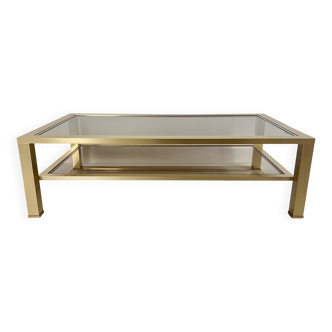 Table basse grand modèle en métal doré, France années 70
