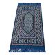 Tapis bleu à motifs multicolores tissés mains en laine naturelle