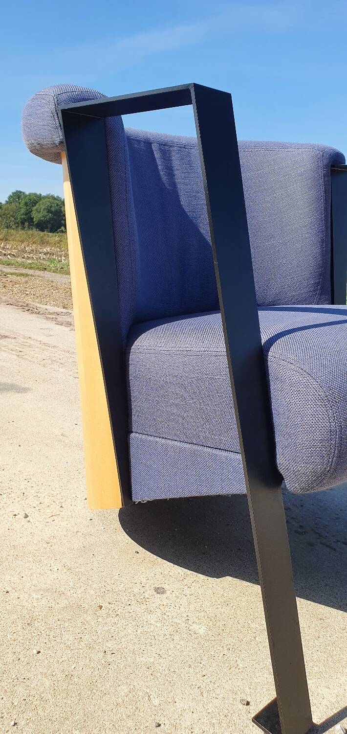 Set 2 - post modern cube lounge chair plywood - metal 1980s 1990s