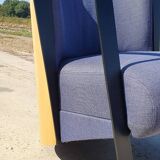 Set 2 - post modern cube lounge chair plywood - metal 1980s 1990s