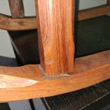 Rustic bench, old folk art, snow sled, Alps.