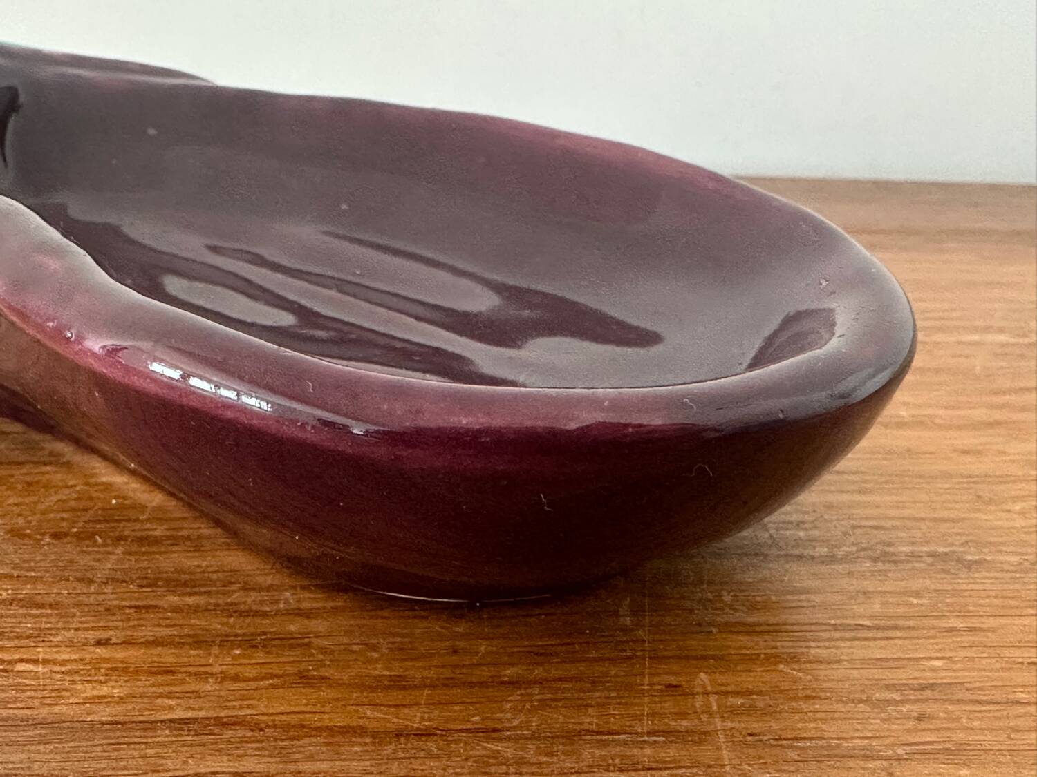 Old Vallauris aubergine ceramic vintage empty pocket bowl