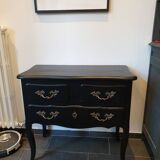 Stamped black Louis XV chest of drawers