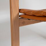Cubic Pinewood & Leather Armchair by Ate van Apeldoorn for Houtwerk Hattem,