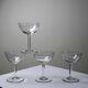 4 large engraved champagne glasses, Art Deco style from 1925-1940.