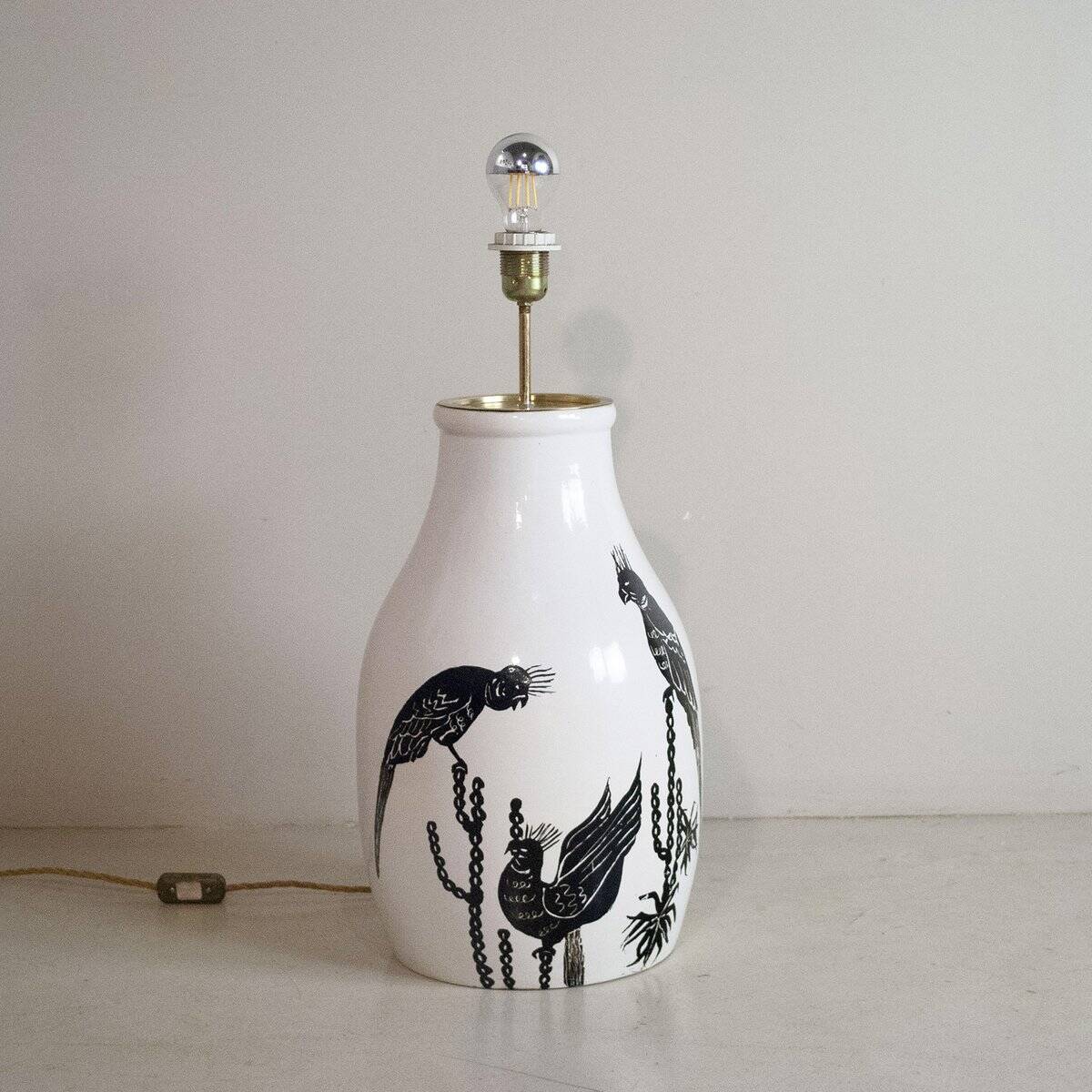 Ceramic and brass table lamp, 1960s.