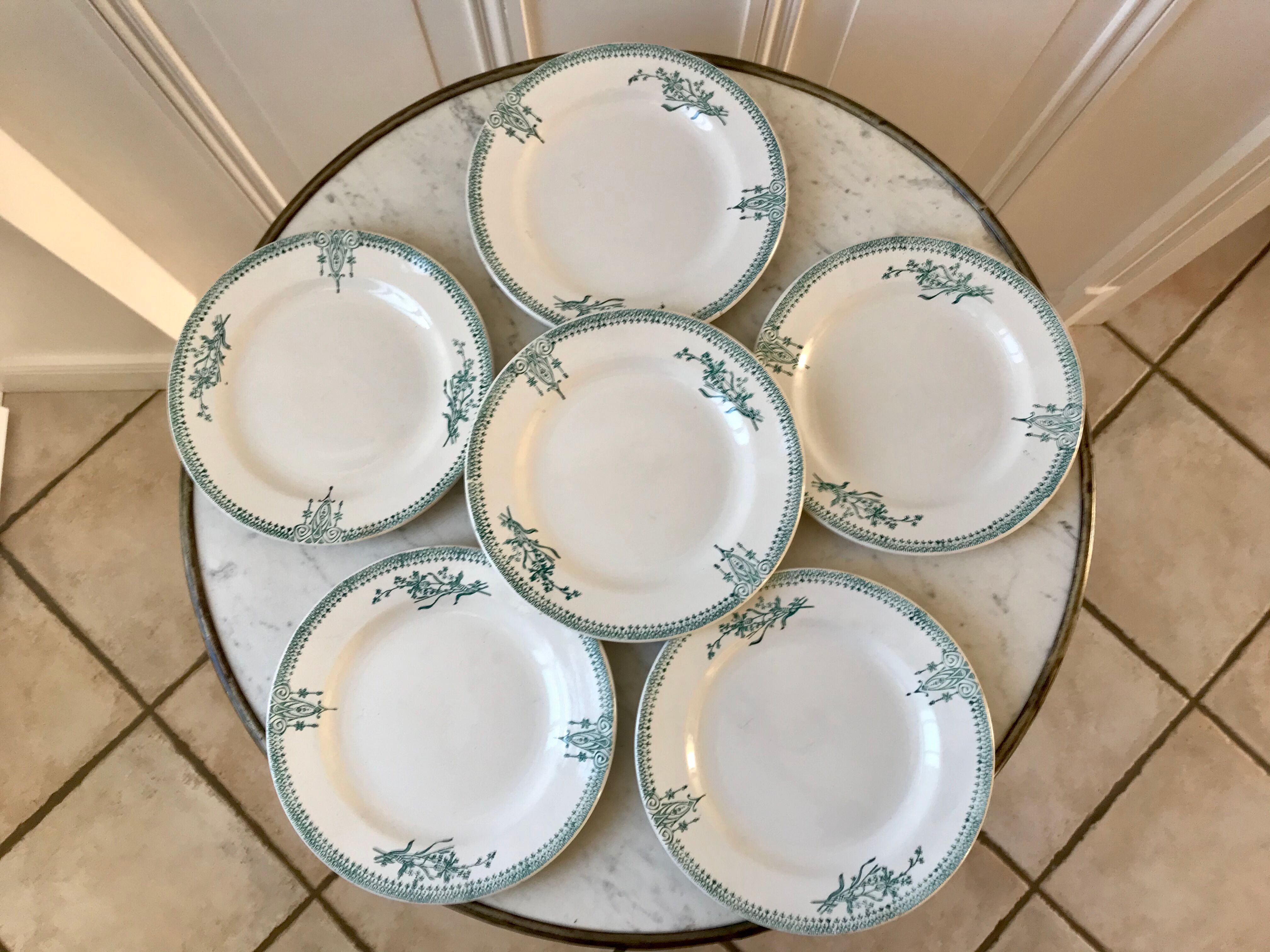 6 Terre de Fer Saint-Amand dessert plates late nineteenth