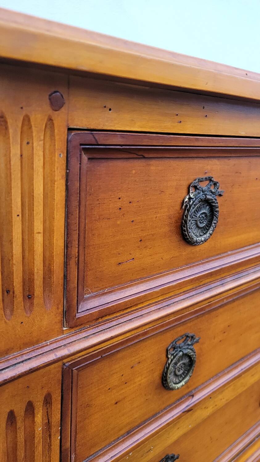 Louis xvi style chest of drawers in cherry wood 3 drawers