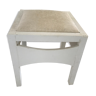 Wooden stool, seated in faux leather