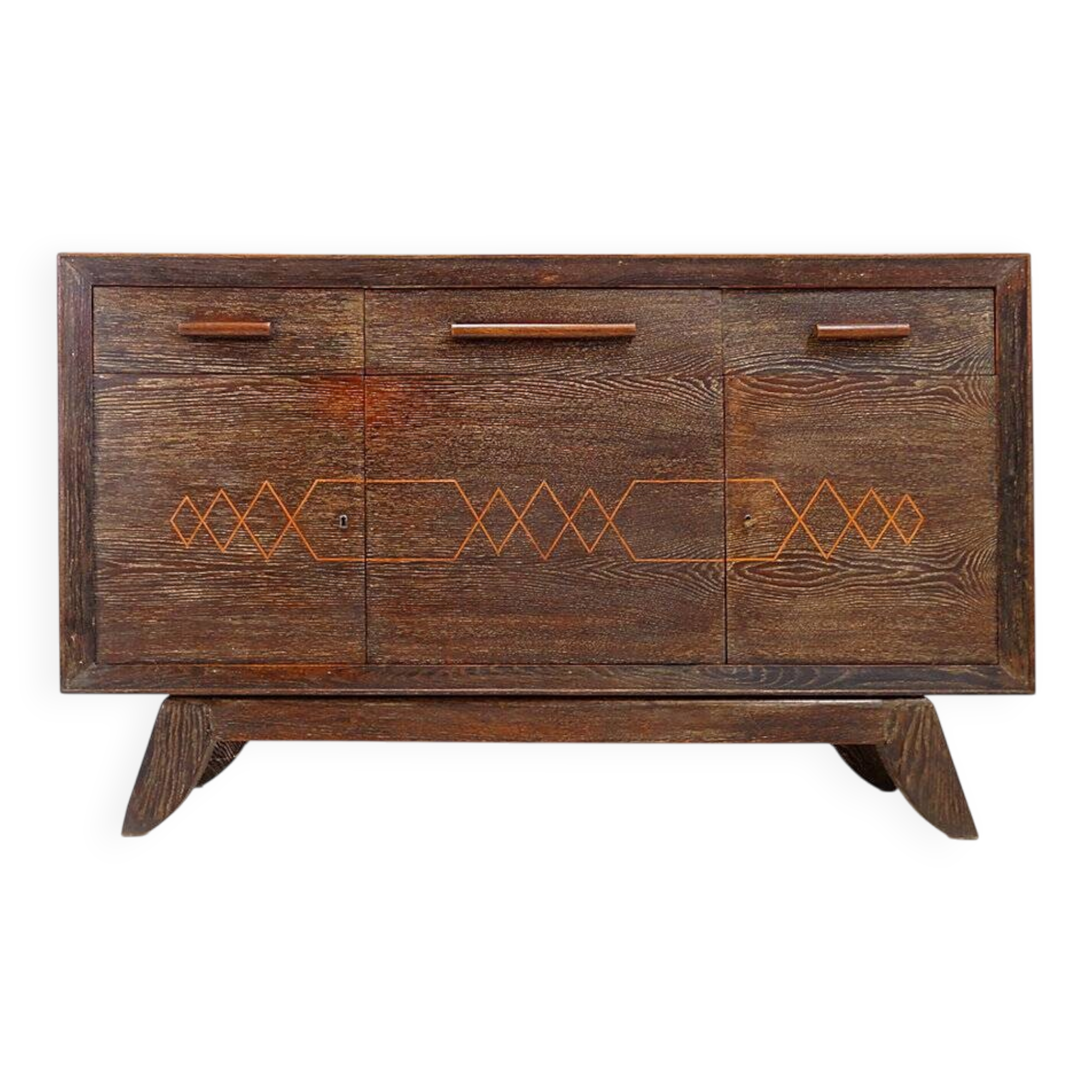 Buffet vintage en bois de wengé avec pieds évasés vers l'extérieur
