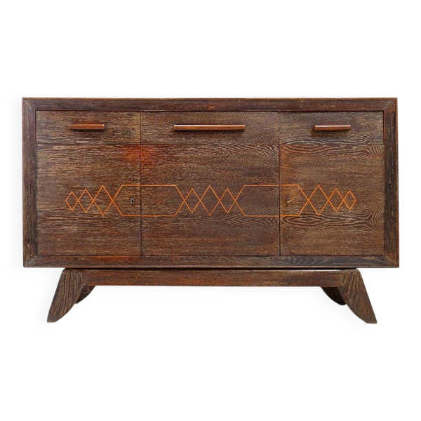 Buffet vintage en bois de wengé avec pieds évasés vers l'extérieur