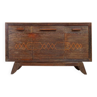 Vintage wenge wood sideboard with flared legs.