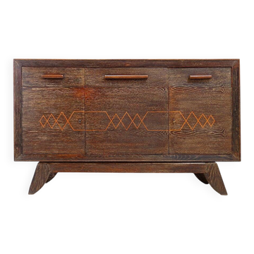 Buffet vintage en bois de wengé avec pieds évasés vers l'extérieur