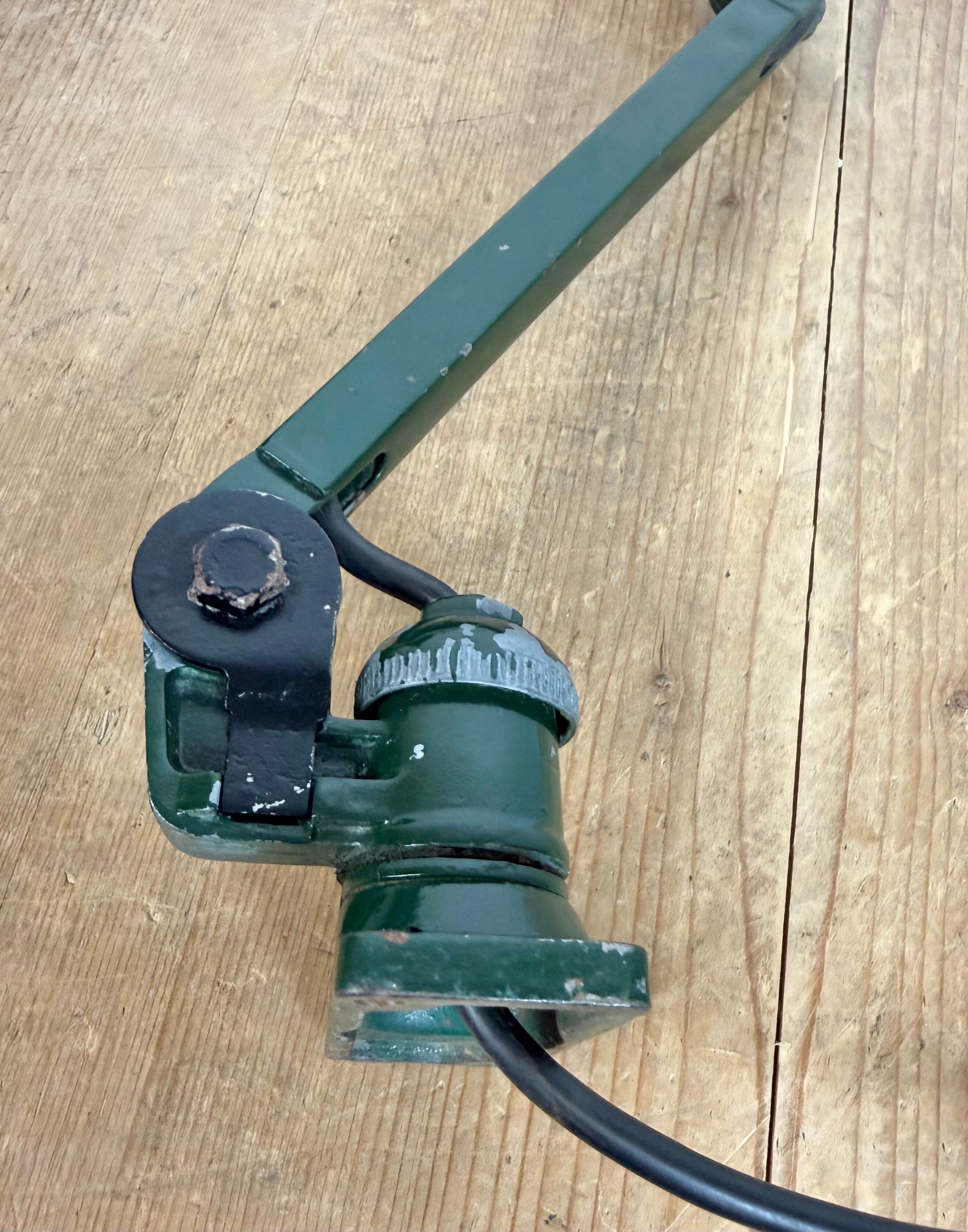 Industrial Green Enamel Adjustable Table Lamp, 1960s