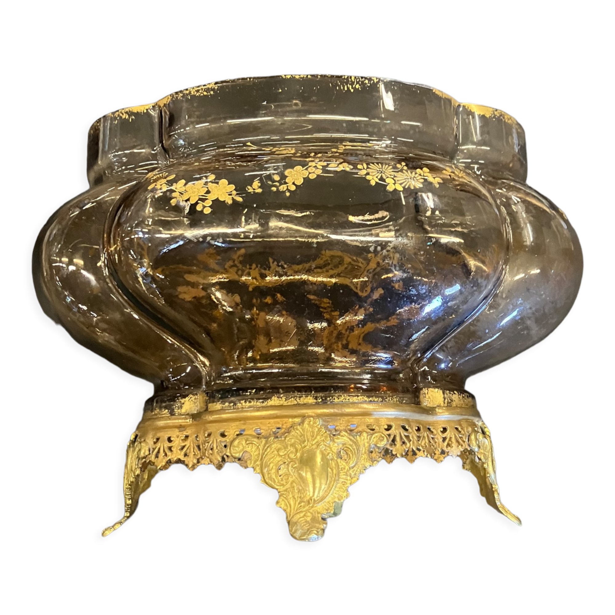 Jardinière Art Nouveau En Verre émaillé