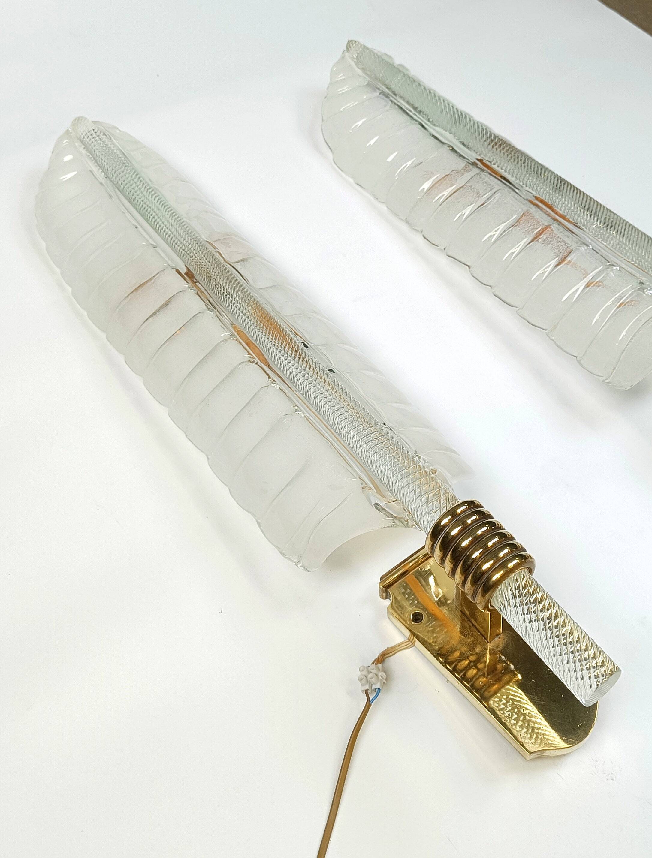 Pair of large wall lamps by Andre Arbus & Veronese, 1950s