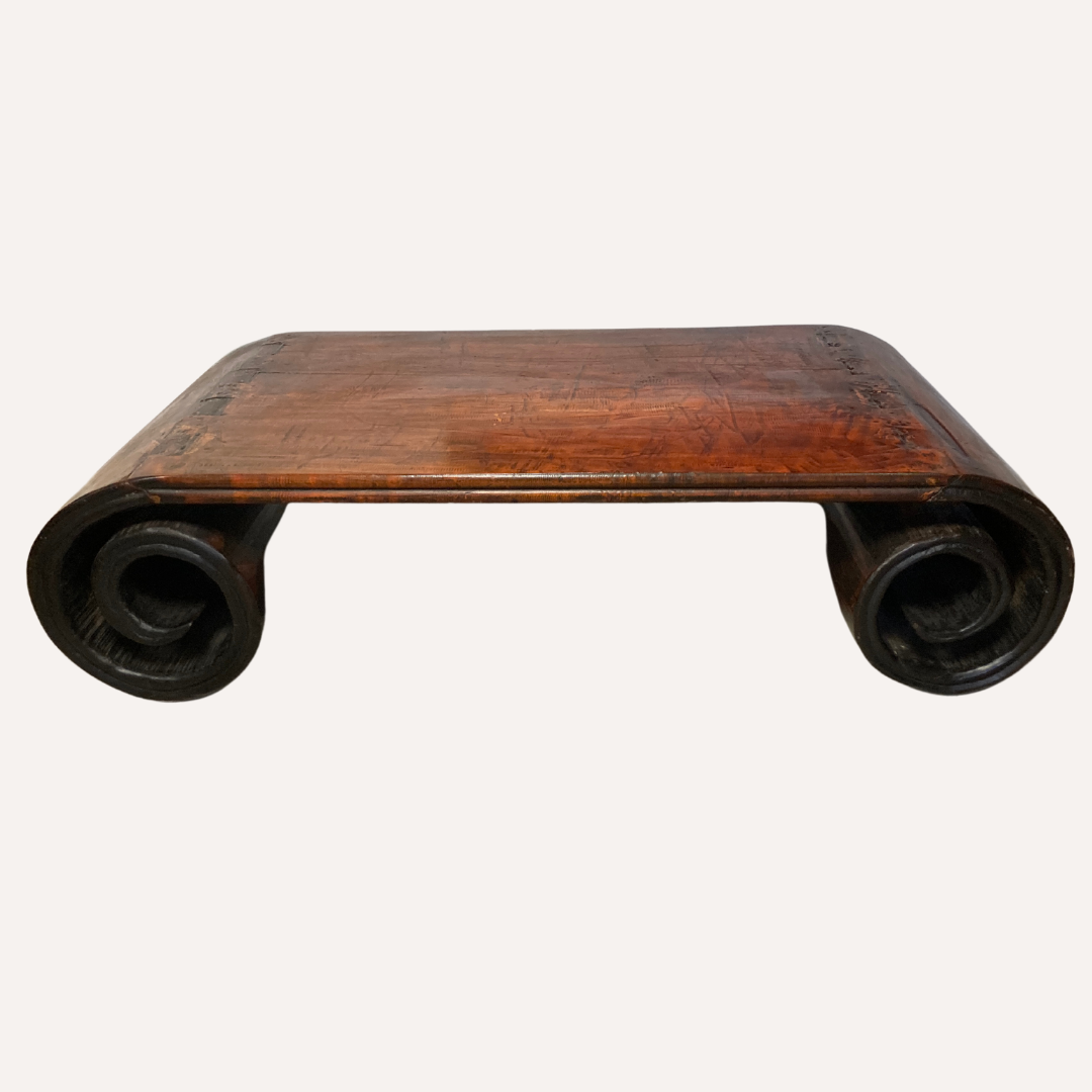 Midcentury Chinese antique scroll coffee table