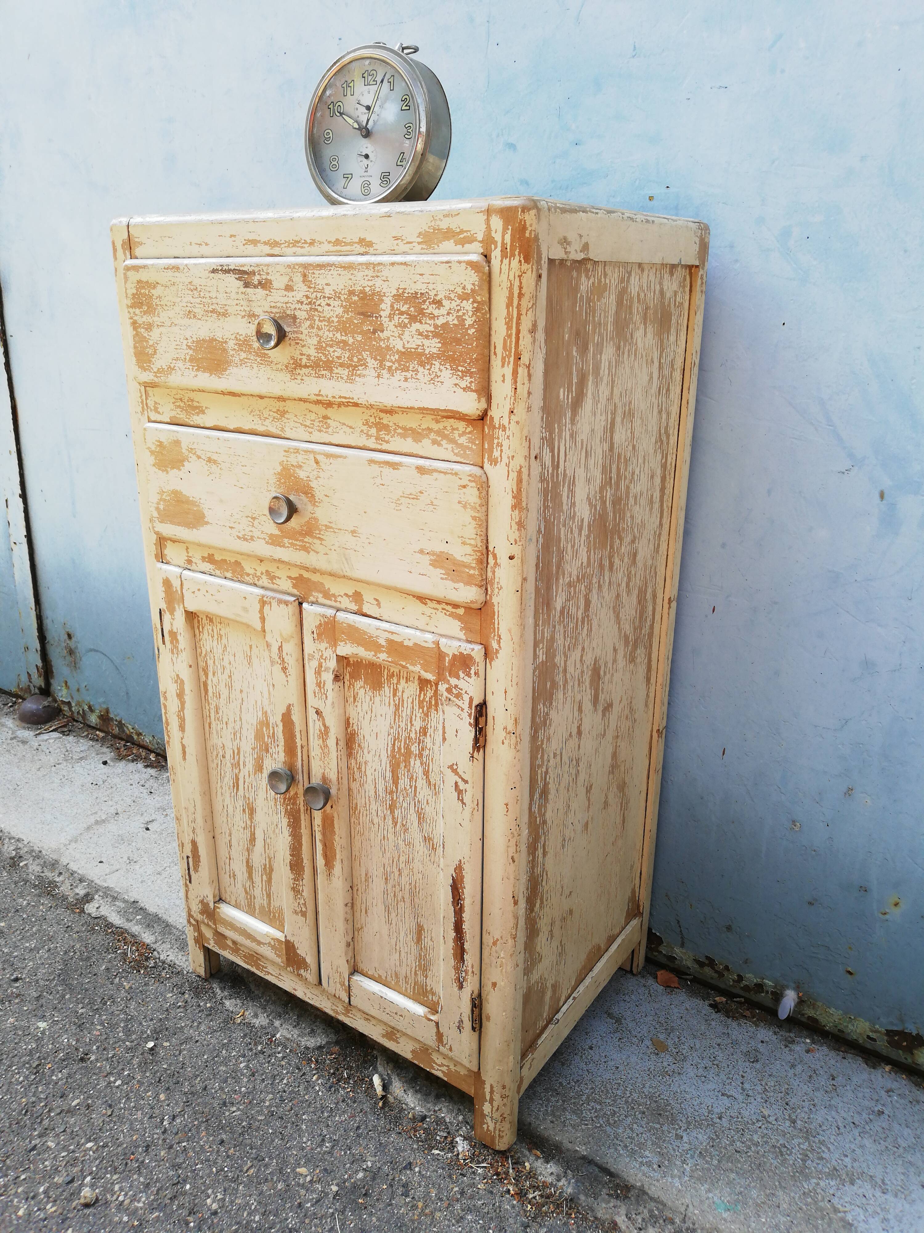 Small white wood storage unit