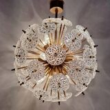 Val Saint Lambert crystal sputnik gold chandelier , 1960’s