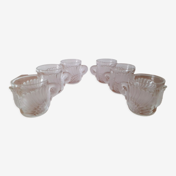 Set of 6 glass swan cups