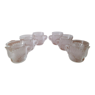 Set of 6 glass swan cups