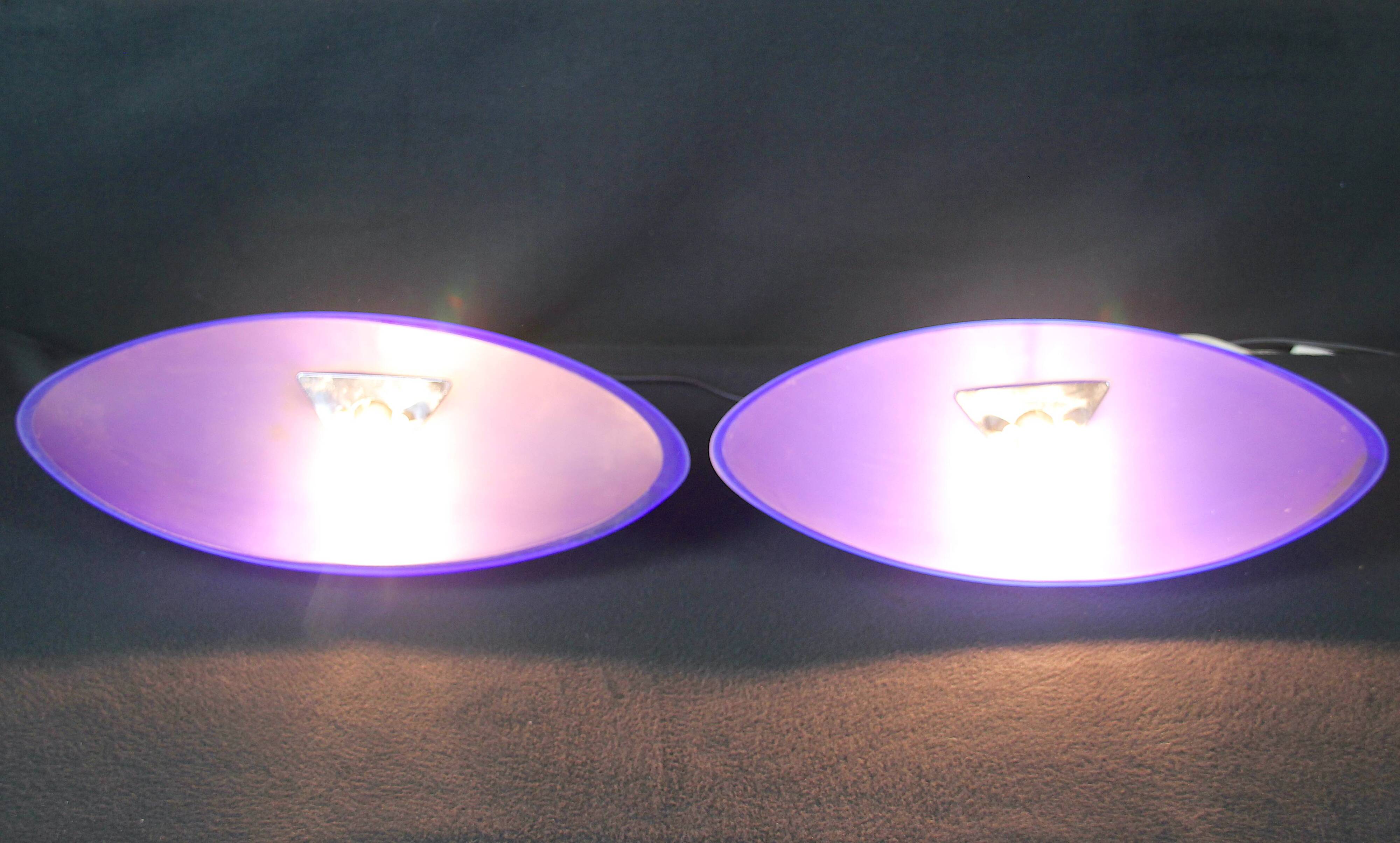 Pair of post-modern Murano blue glass wall lights 1980's by Carlo Nason Murano Due, Italy