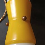 Suspension en opaline blanche et jaune diabolo