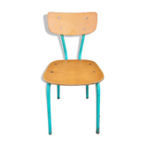 Wood and metal chair, school, boarding school, vintage, 50s
