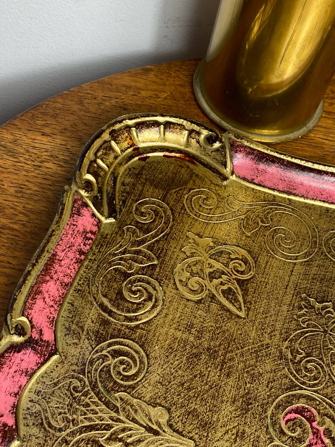 Grand plateau en bois florentin 