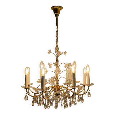 Lustre vintage en laiton en cristal par Palme & Walter, années 1970