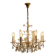 Vintage crystal brass chandelier by Palme & Walter, 1970s