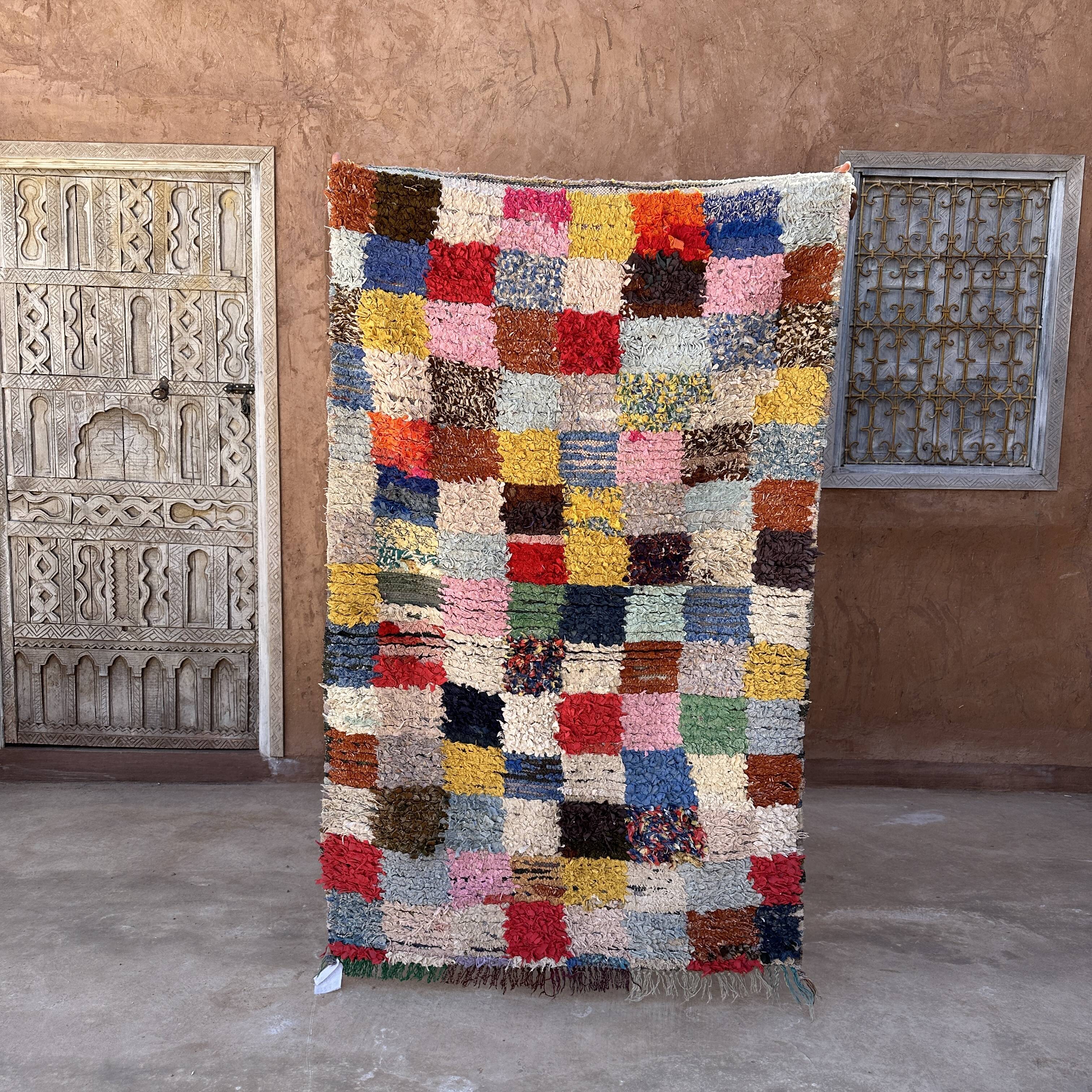 Moroccan carpet Boucherouite colored - 105 x 166 cm