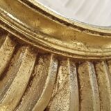Vintage convex sun mirror in gilded wood, France 1960's