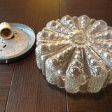 Round ceiling lamp in bubbled glass vintage 60s-70s