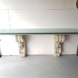 Wall Console Table With 18th Century Sandstone Pillars