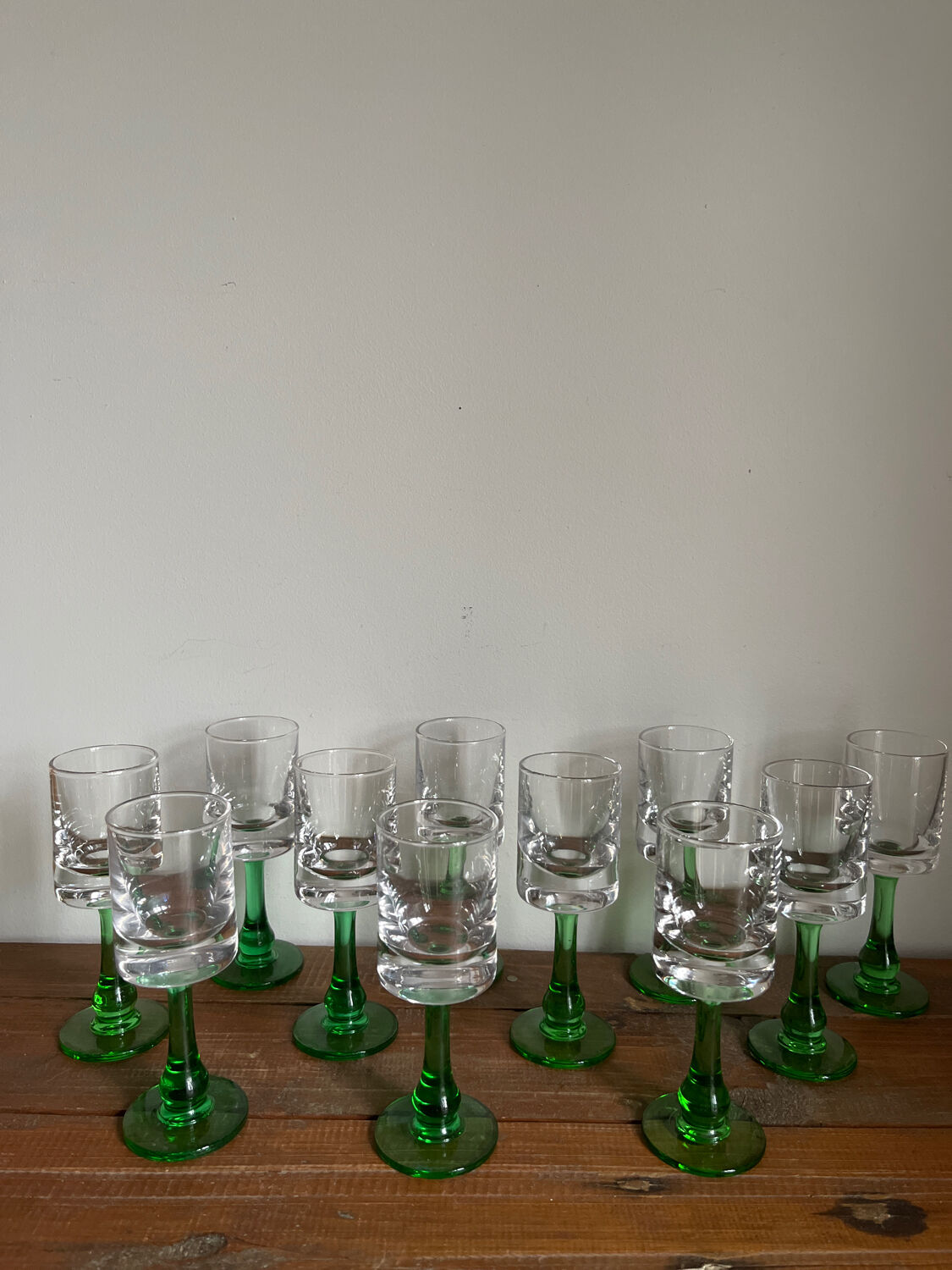 11 stemmed glasses
