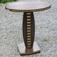 Art deco style pedestal table in beech and gold metal