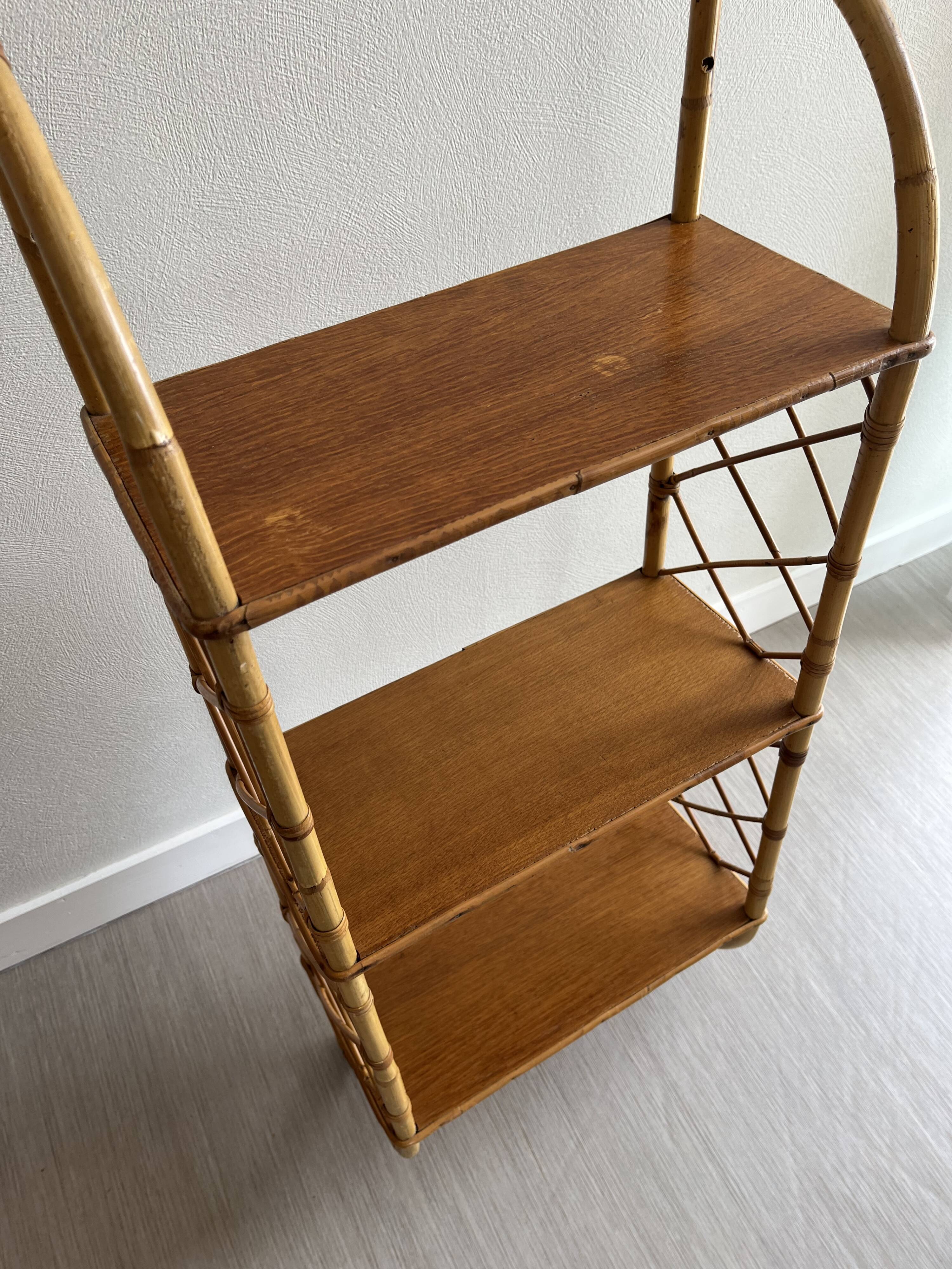 Rattan wall shelf