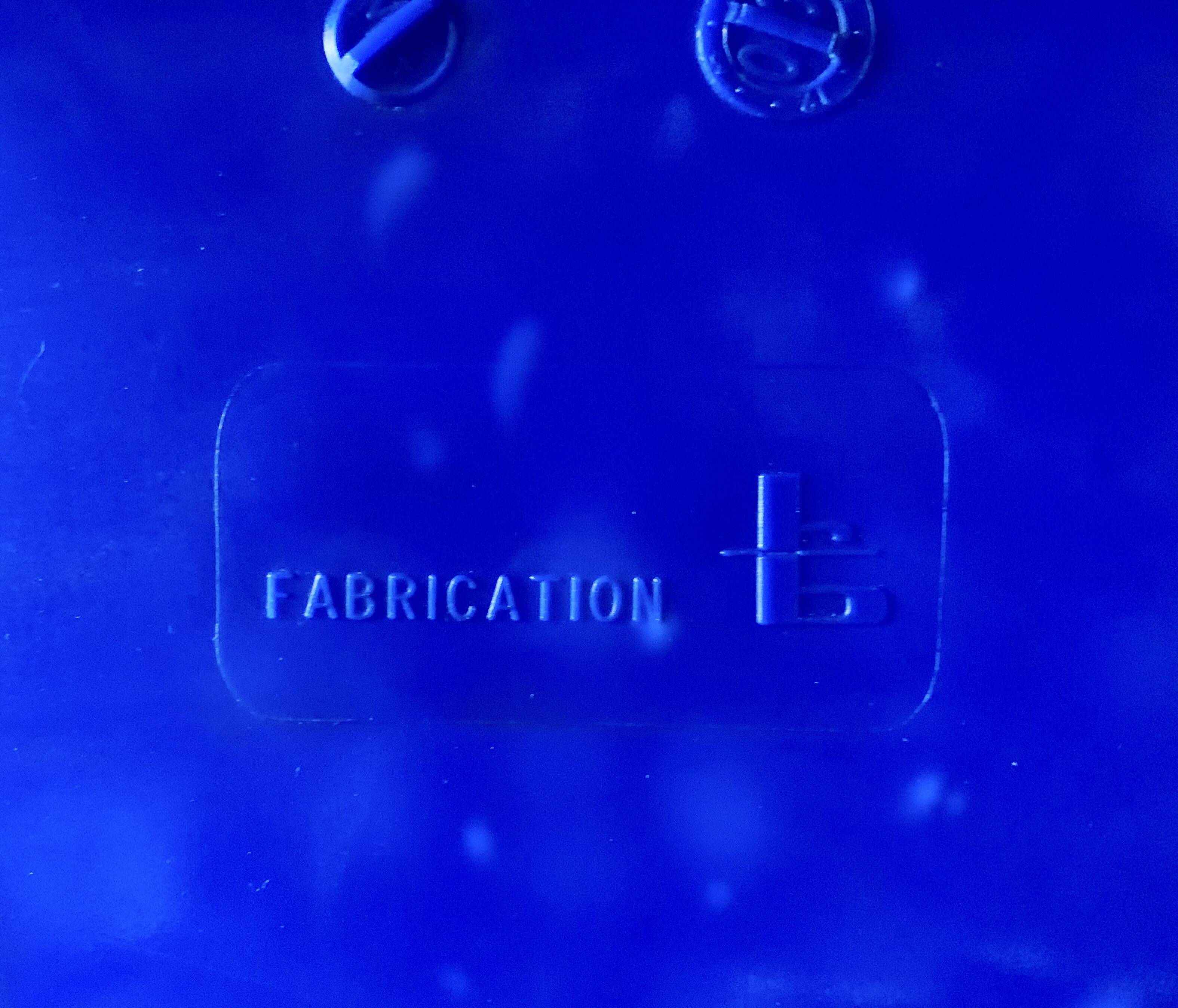 Vintage high chair for children in chrome metal and blue plastic